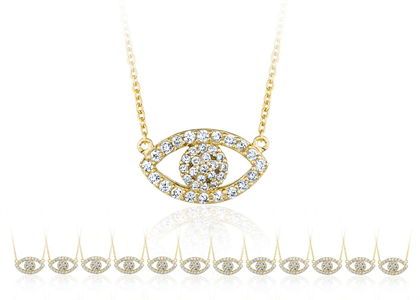 Gold Plated Evil Eye Pendant with CZ Studded